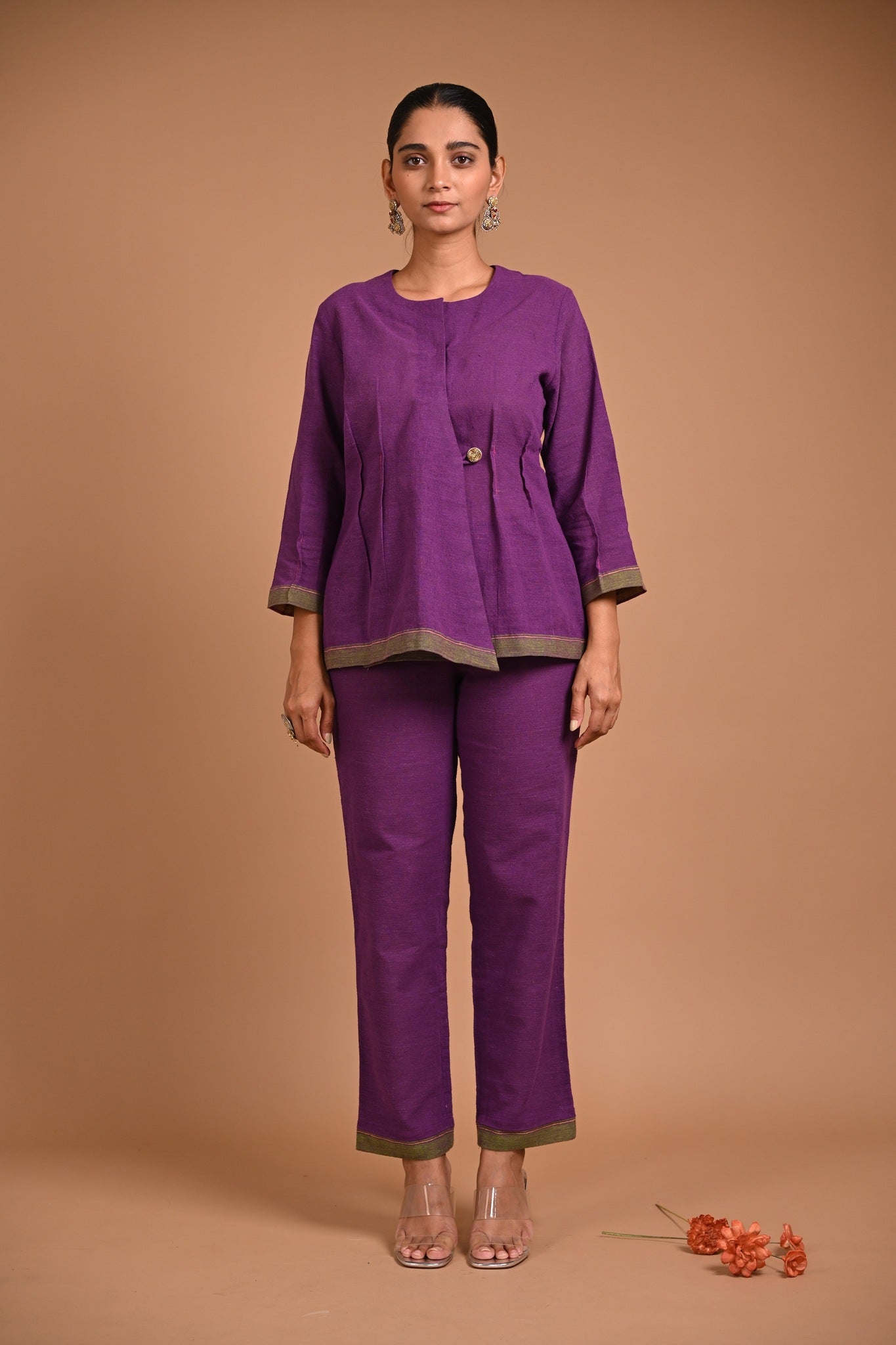 Jacket Style Tunic in Purple - CiceroniJacketsRang by Rajvi