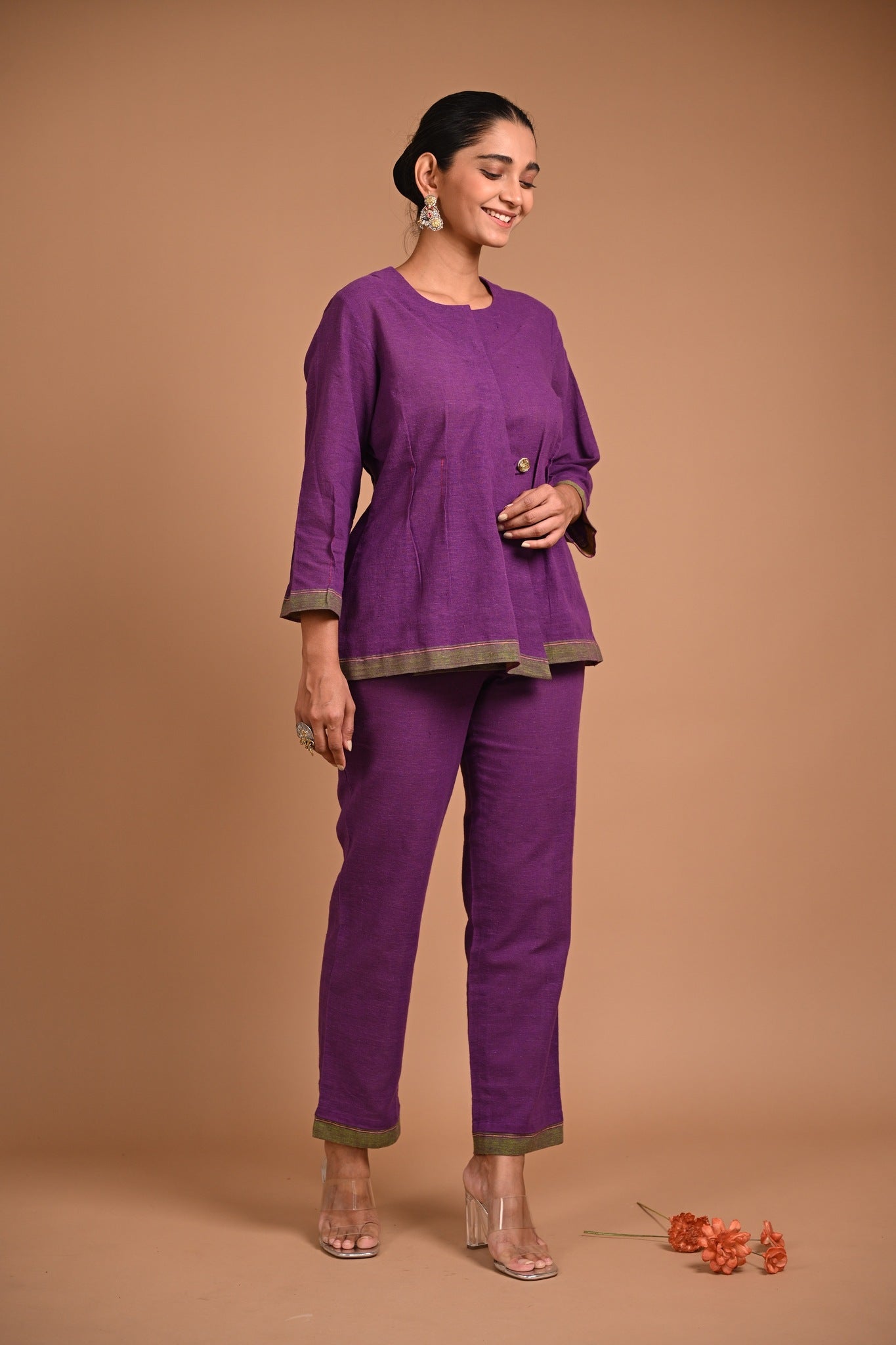 Jacket Style Tunic in Purple - CiceroniJacketsRang by Rajvi