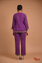 Jacket Style Tunic in Purple - CiceroniJacketsRang by Rajvi