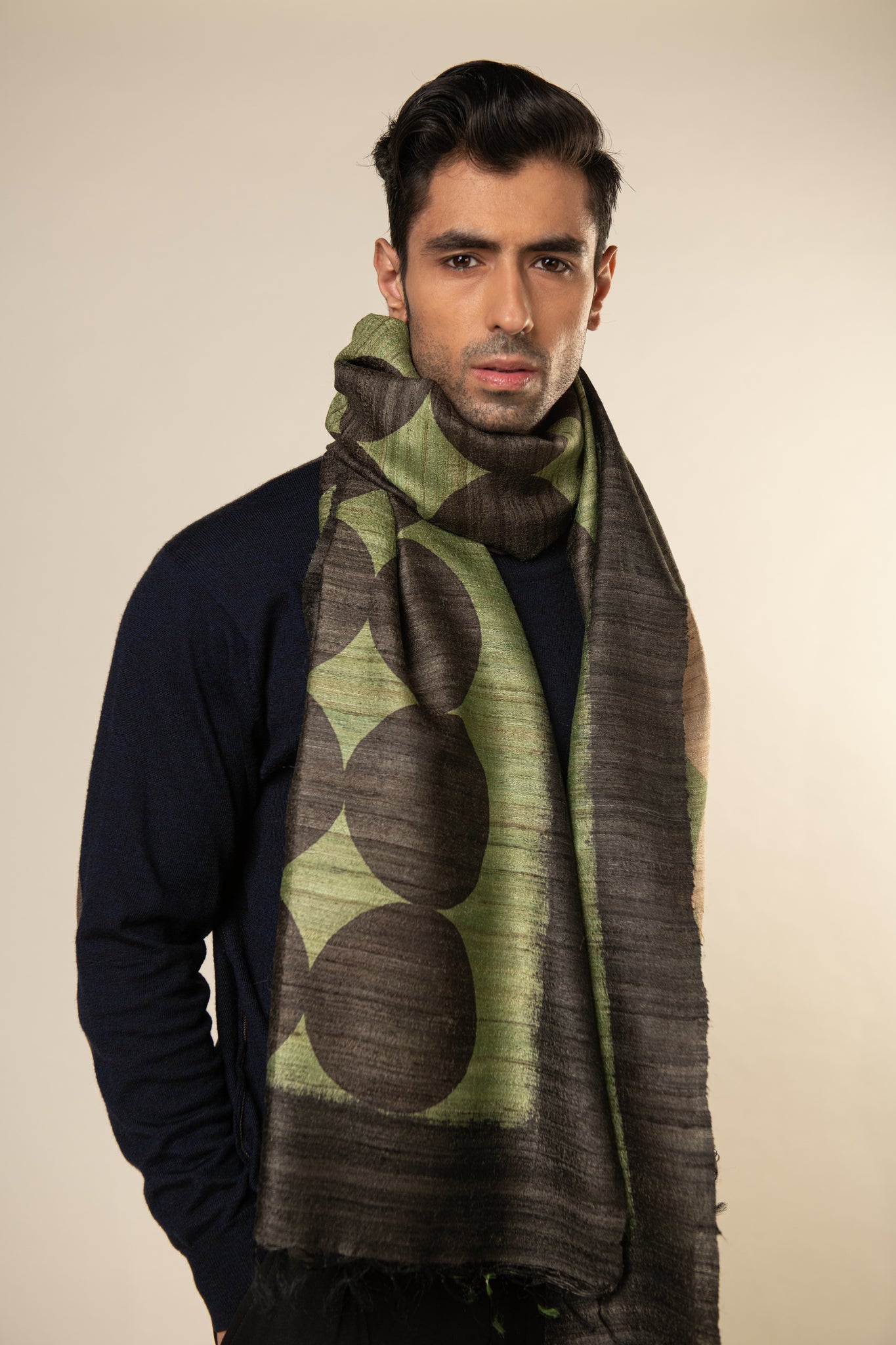 Jade Tussar Peace Silk Scarf - CiceroniMens ScarfAeshaane