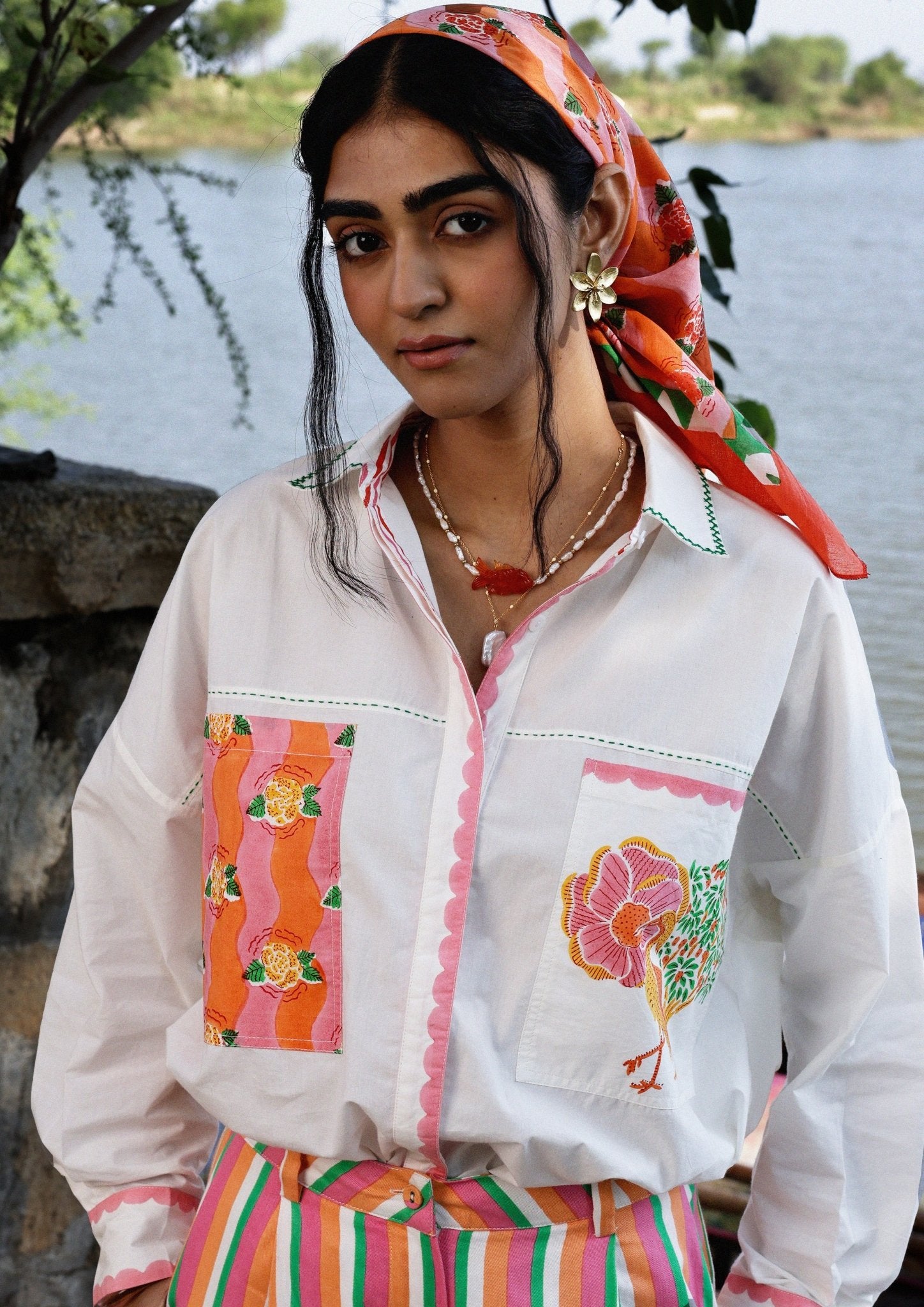 Jaigarh Shirt - River Crane - CiceroniWomen ShirtsThe Raw India