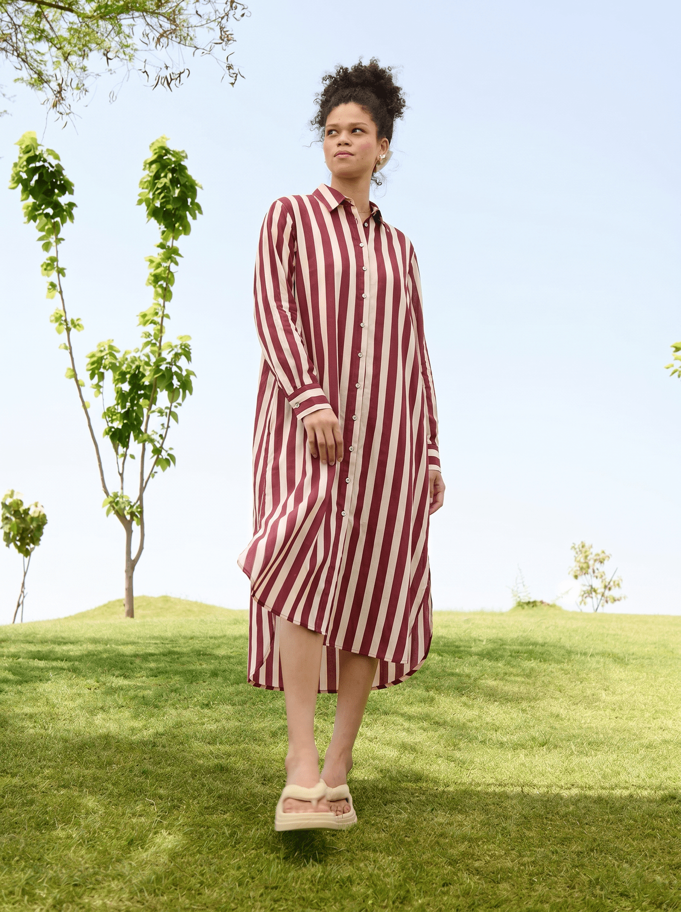Jasmine Tunic - Teracotta & Ecru Stripes - CiceroniDressesRAAS Life
