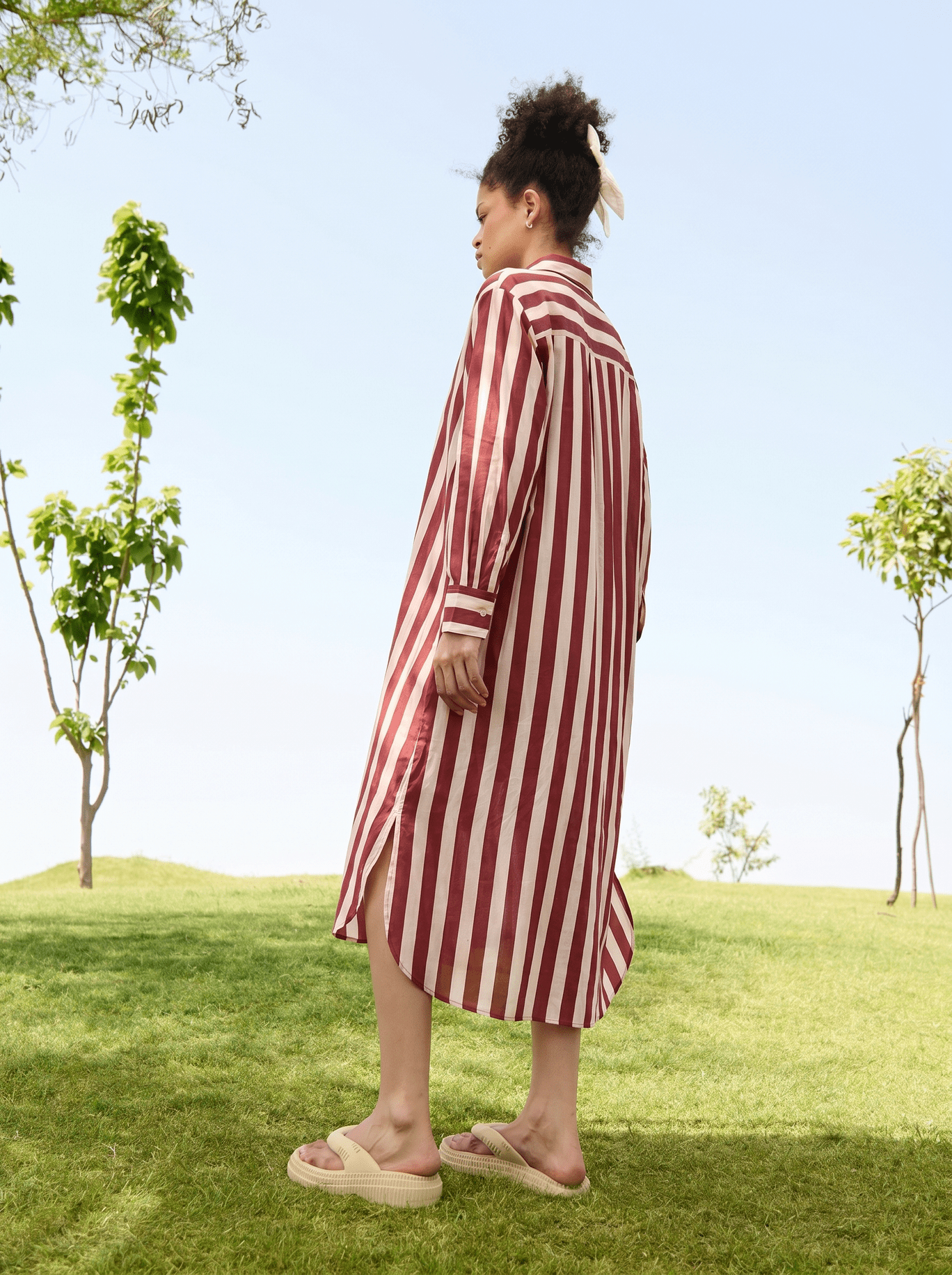 Jasmine Tunic - Teracotta & Ecru Stripes - CiceroniDressesRAAS Life