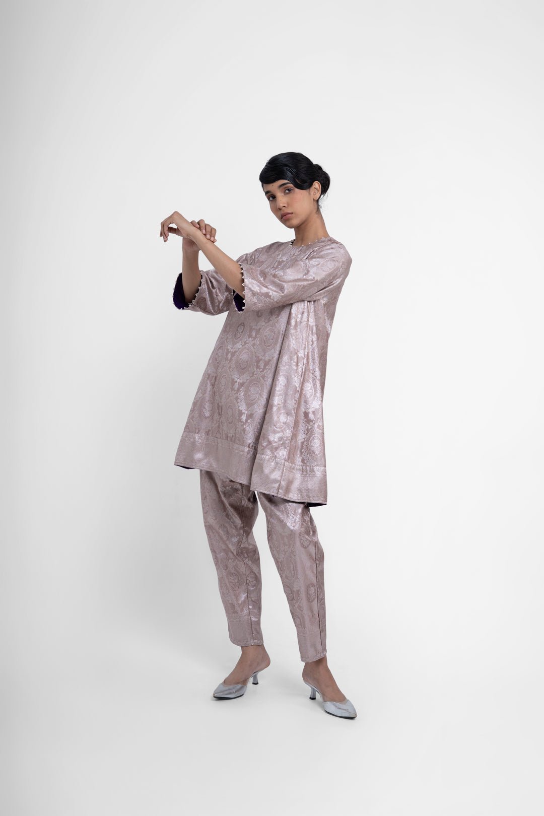 Jaya Kurta Set In Grey - CiceroniKurta Set, Festive WearShriya Singhi
