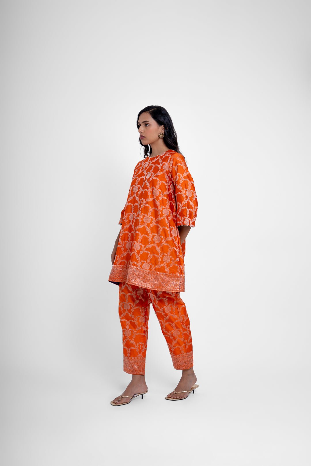 Jaya Kurta Set In Orange - CiceroniKurta Set, Festive WearShriya Singhi