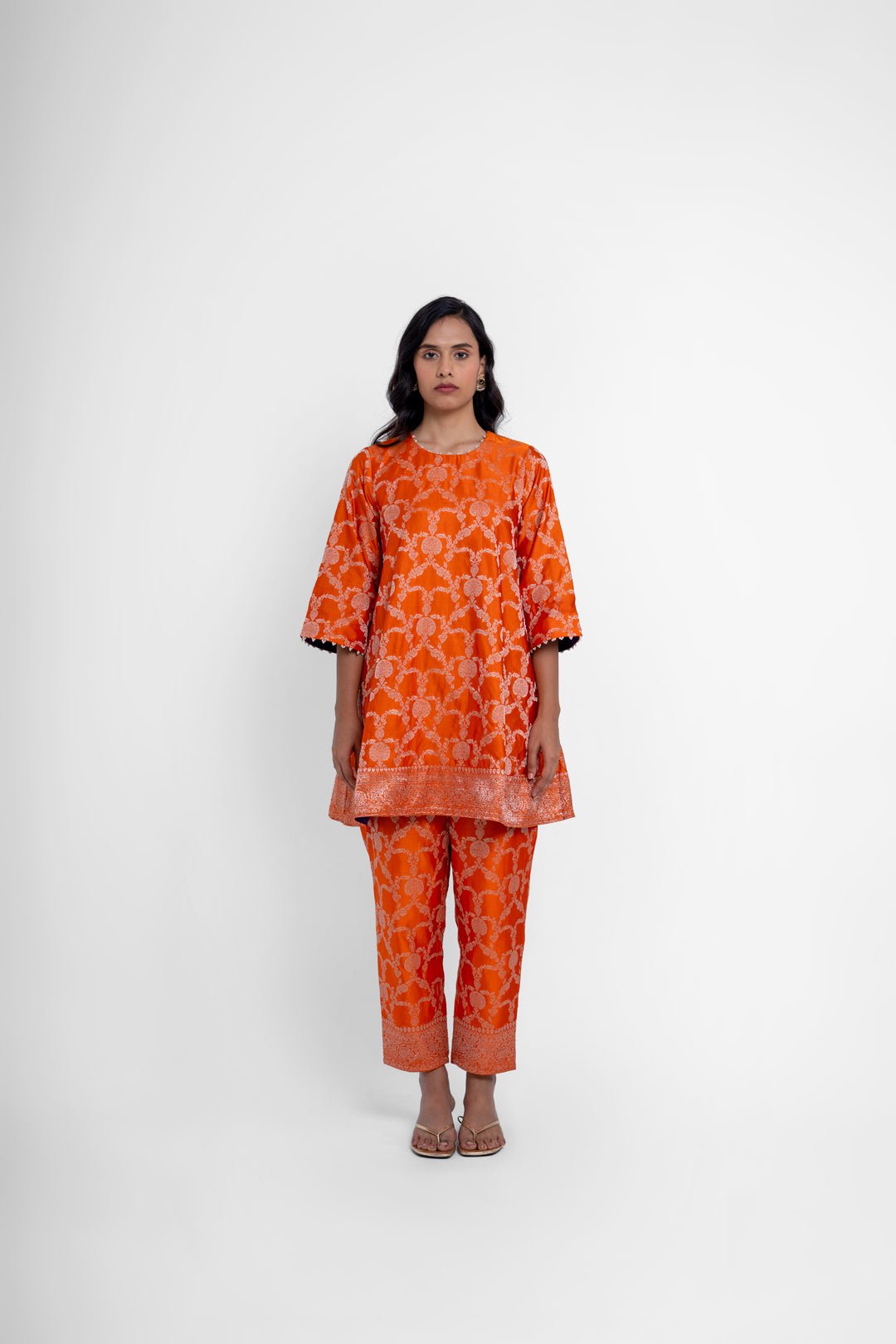 Jaya Kurta Set In Orange - CiceroniKurta Set, Festive WearShriya Singhi