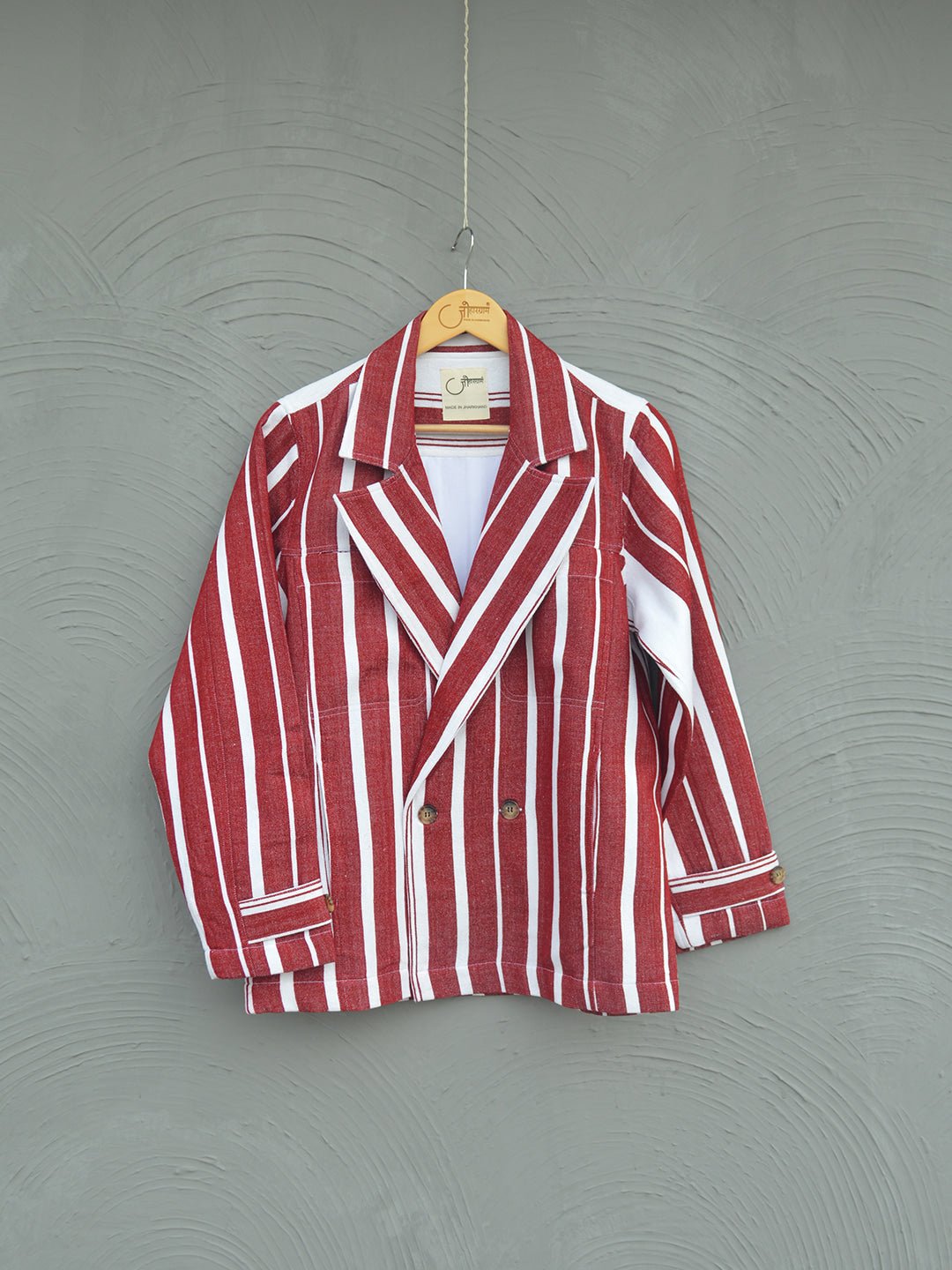 Johargram Handwoven Biru Striped Blazer - CiceroniBlazersJohargram