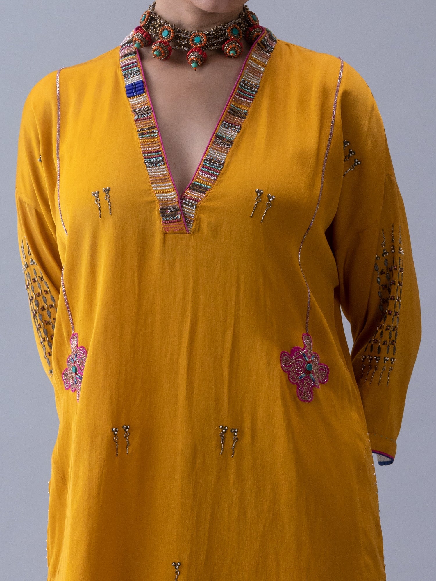 Joma Yellow Kaftan - CiceroniKaftanShades of India