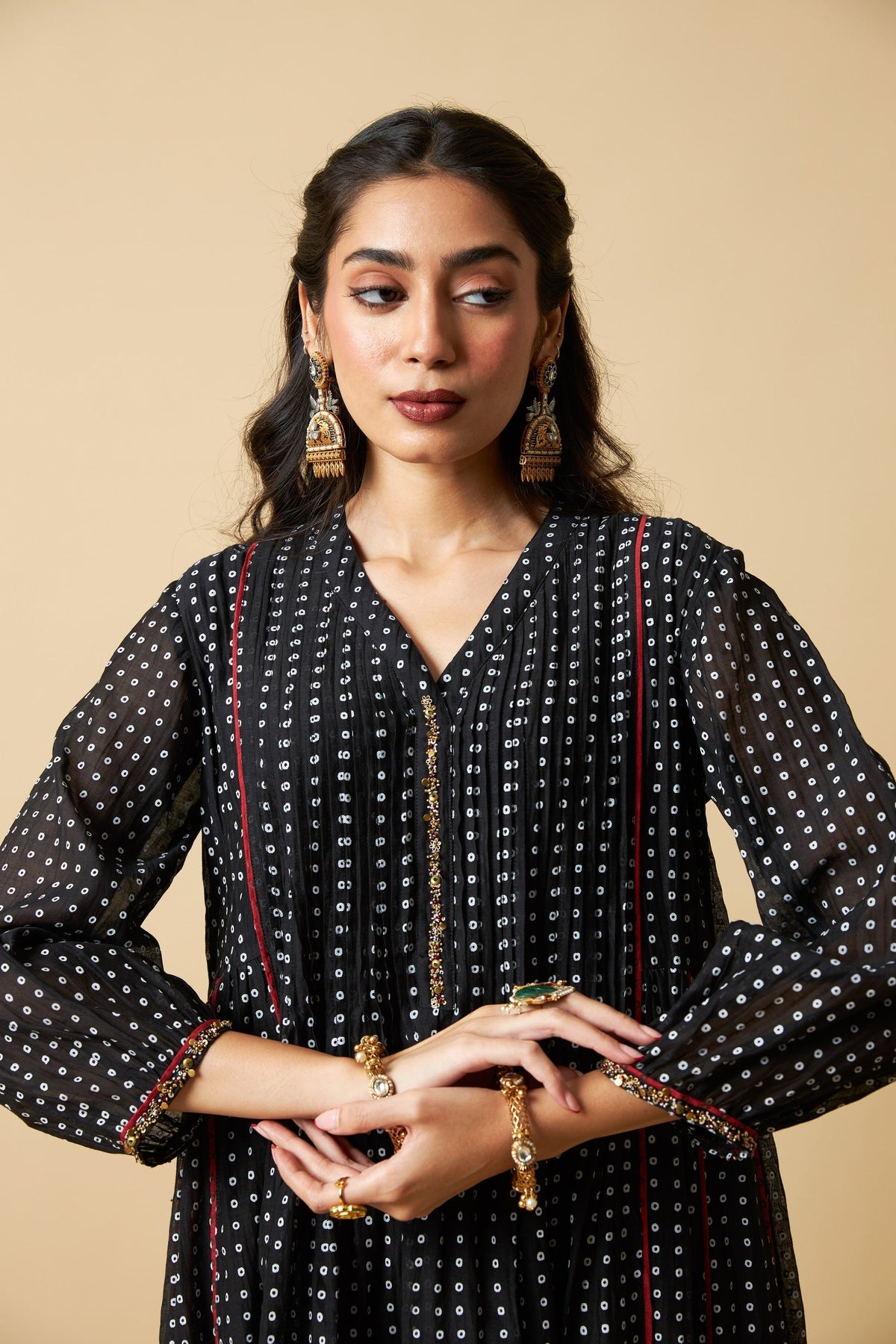 Kaali Phuljhadi Embroidered Kurta Set- Set of 3 - CiceroniKurta Set, Festive WearPants and Pajamas