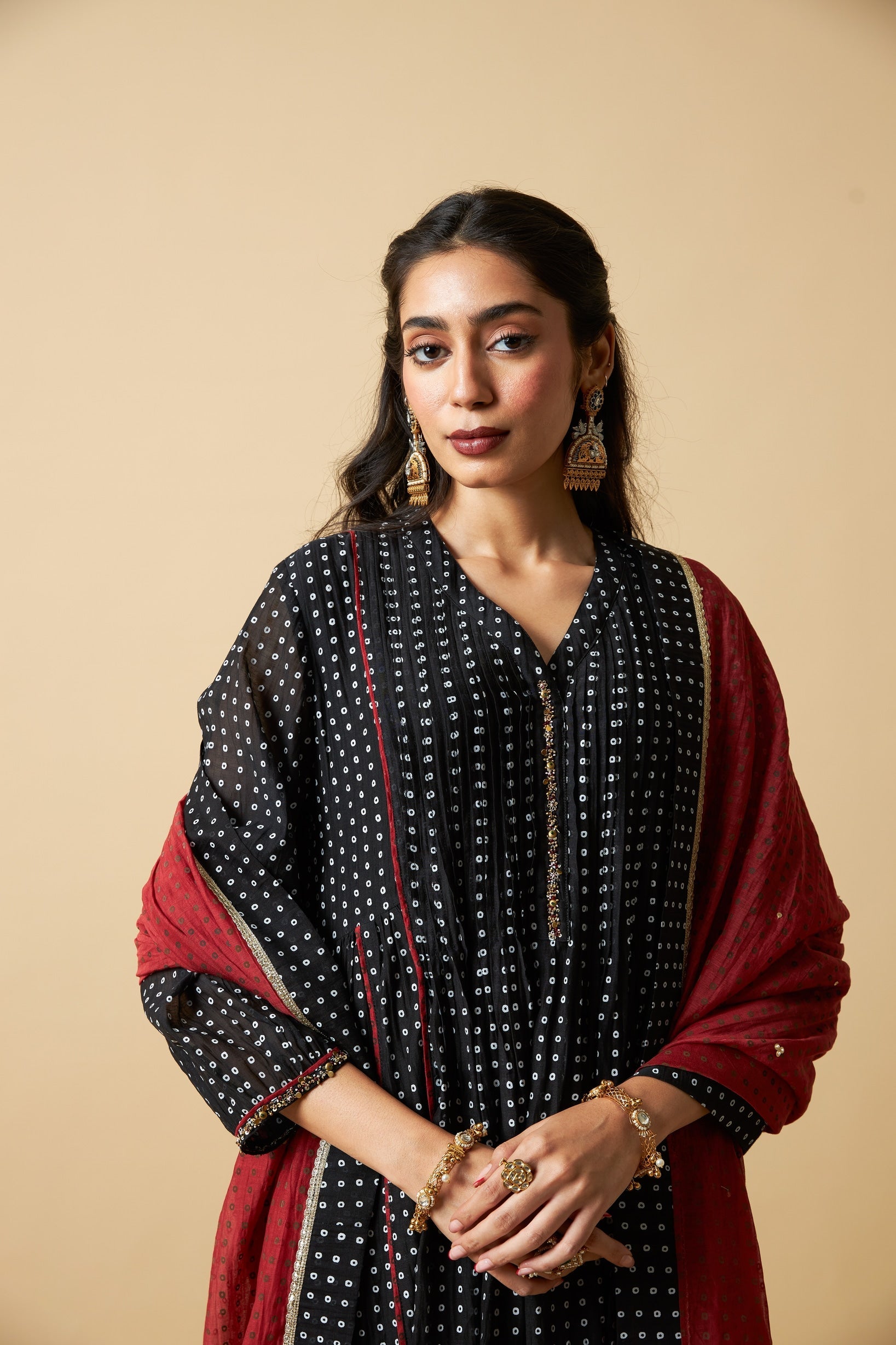 Kaali Phuljhadi Embroidered Kurta Set- Set of 3 - CiceroniKurta Set, Festive WearPants and Pajamas