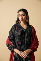 Kaali Phuljhadi Embroidered Kurta Set- Set of 3 - CiceroniKurta Set, Festive WearPants and Pajamas