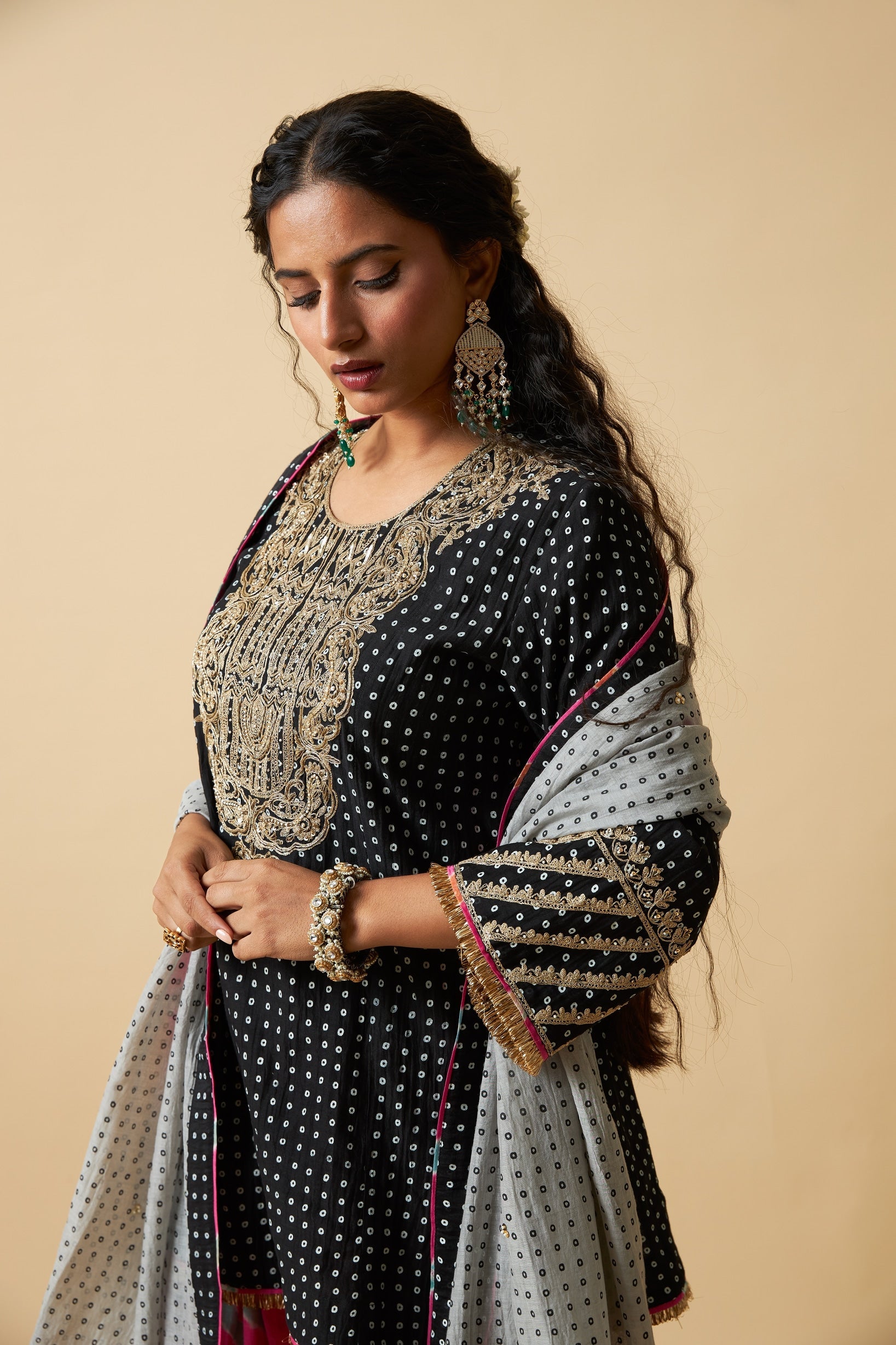 Kaali Rangili Embroidered Kurta Set- Set of 3 - CiceroniKurta Set, Festive WearPants and Pajamas