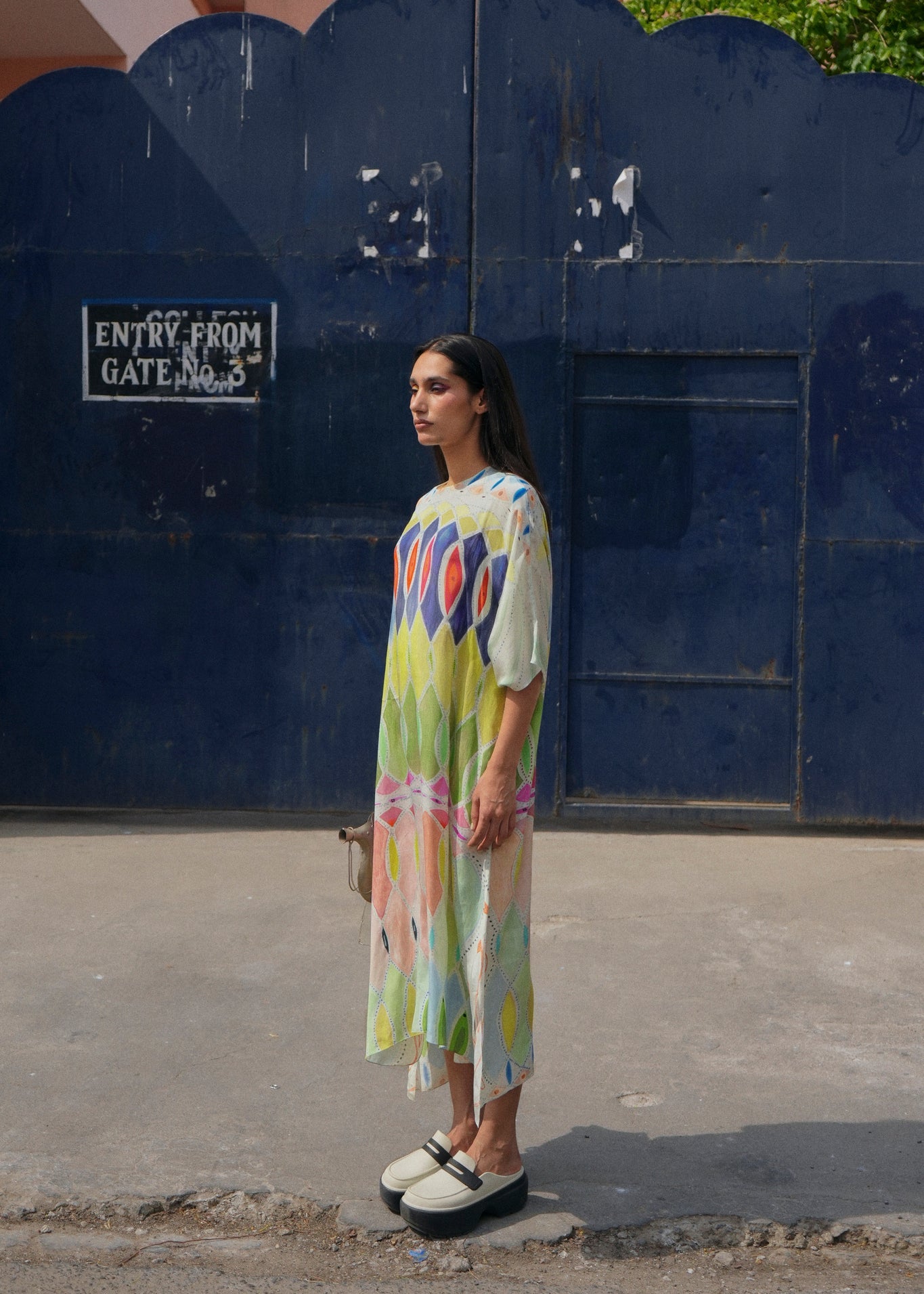 Kaftaan Dress In Athangudi Pastel Print - CiceroniDressesNIKYTA