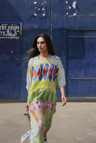 Kaftaan Dress In Athangudi Pastel Print - CiceroniDressesNIKYTA
