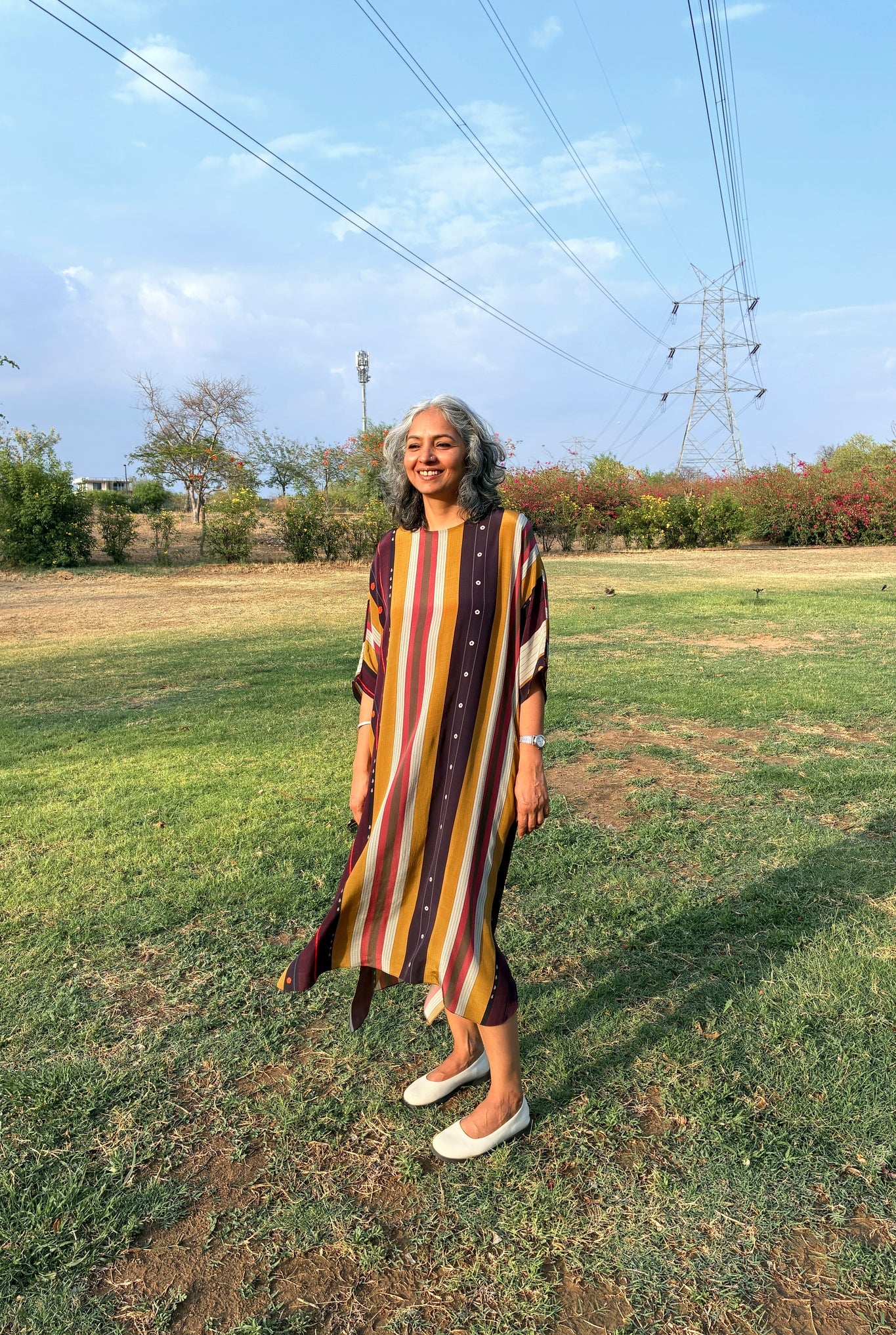 Kaftaan Dress In Nadu Stripes Print - CiceroniDressesNIKYTA