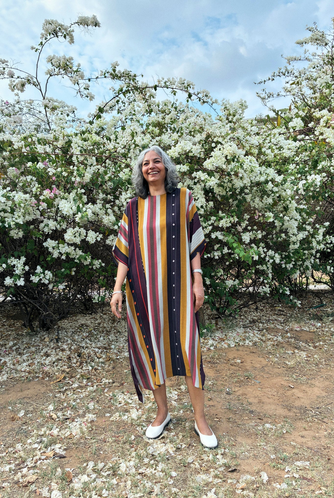 Kaftaan Dress In Nadu Stripes Print - CiceroniDressesNIKYTA