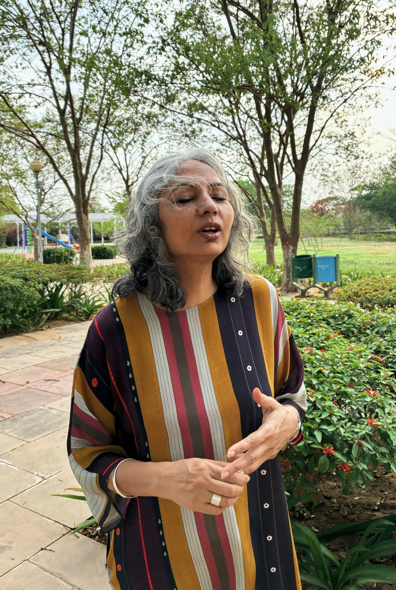 Kaftaan Dress In Nadu Stripes Print - CiceroniDressesNIKYTA