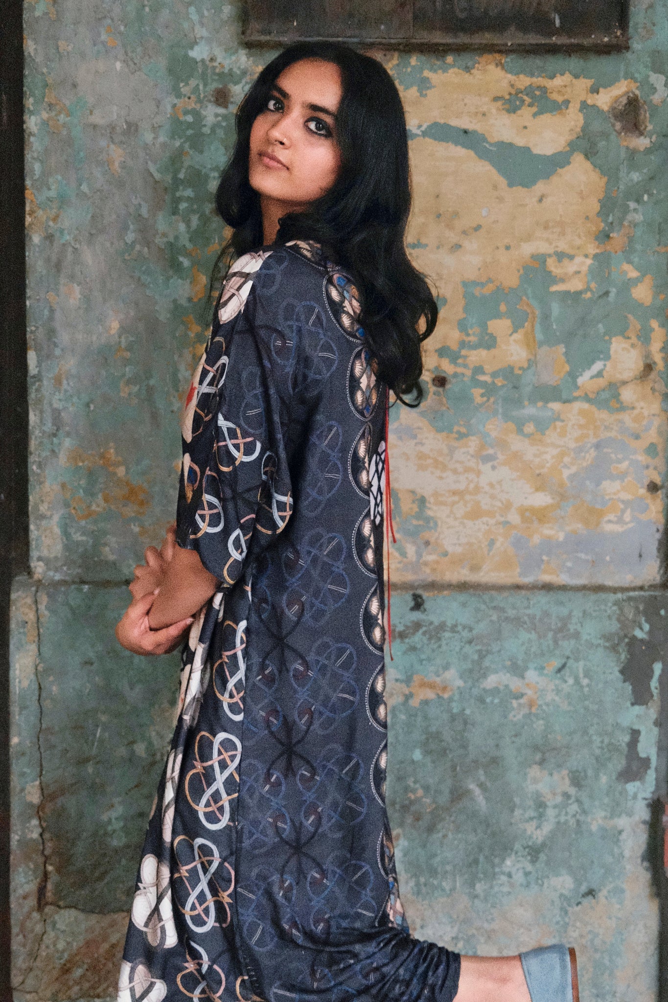 Kaftan Dress in AC Navy Crepe - CiceroniDressesNikyta's Workroom