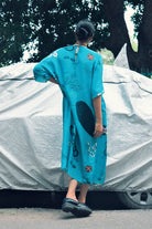 Kaftan Dress in Turq Float Crepe - CiceroniDressesNikyta's Workroom