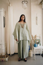 Kaftan Overlay - Pastel Green - CiceroniKaftanPaeony