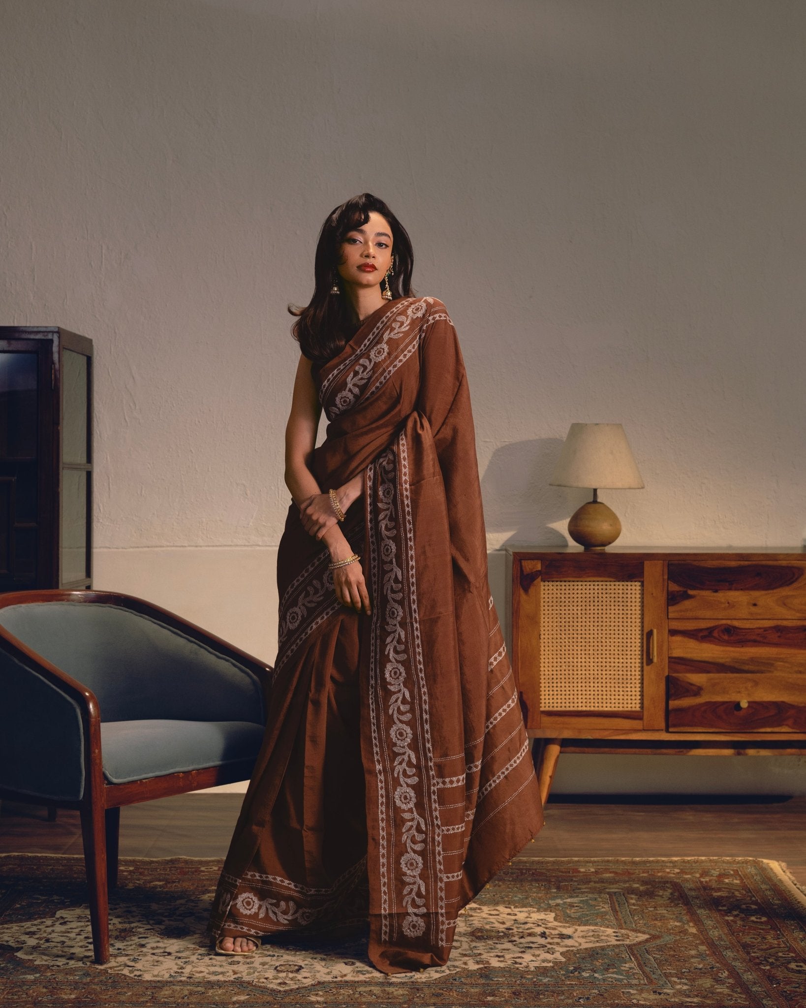 Kajri - Dark Brown - CiceroniSareeIra