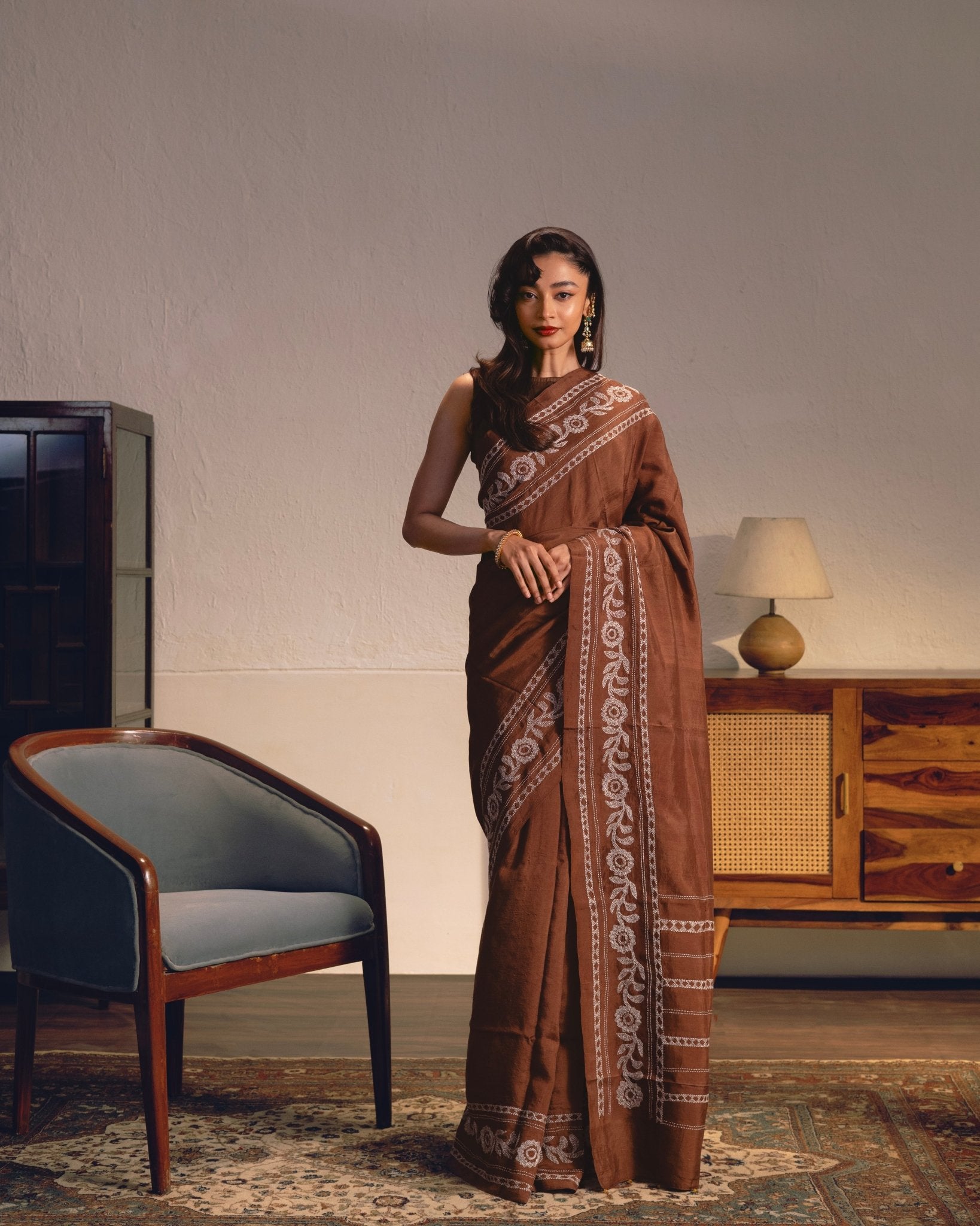 Kajri - Dark Brown - CiceroniSareeIra