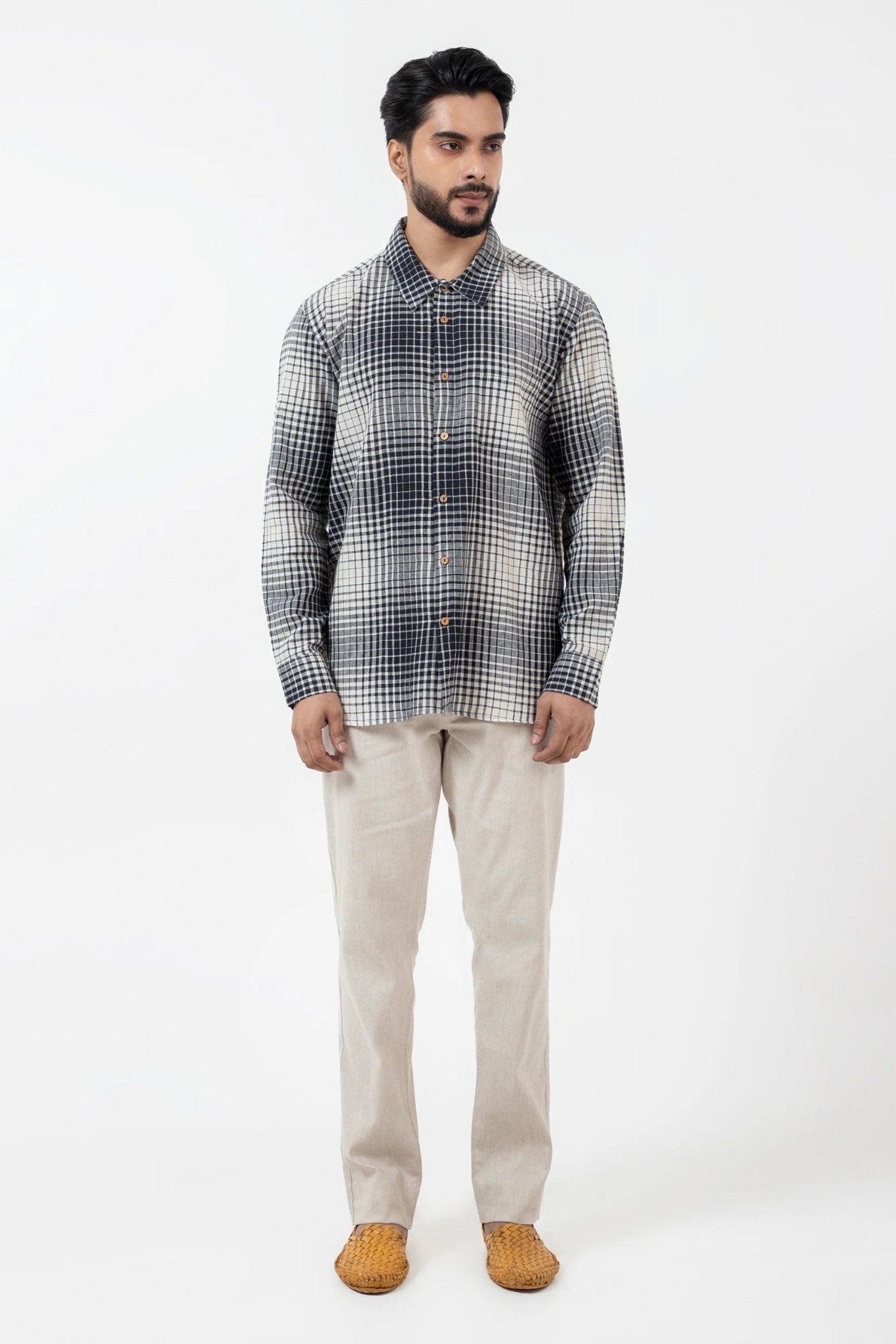 Kala Cotton B&W Checks Everywhere Shirt - CiceroniMen ShirtsInkriti