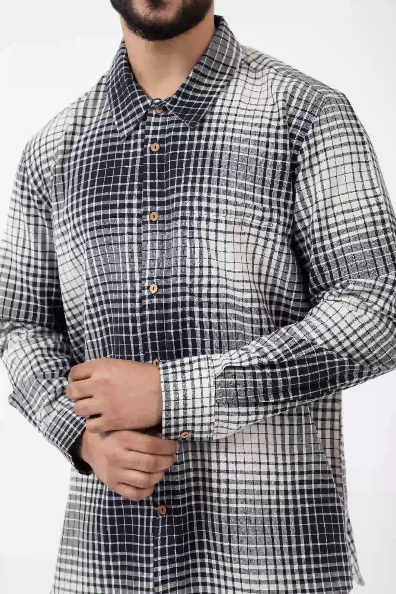 Kala Cotton B&W Checks Everywhere Shirt - CiceroniMen ShirtsInkriti