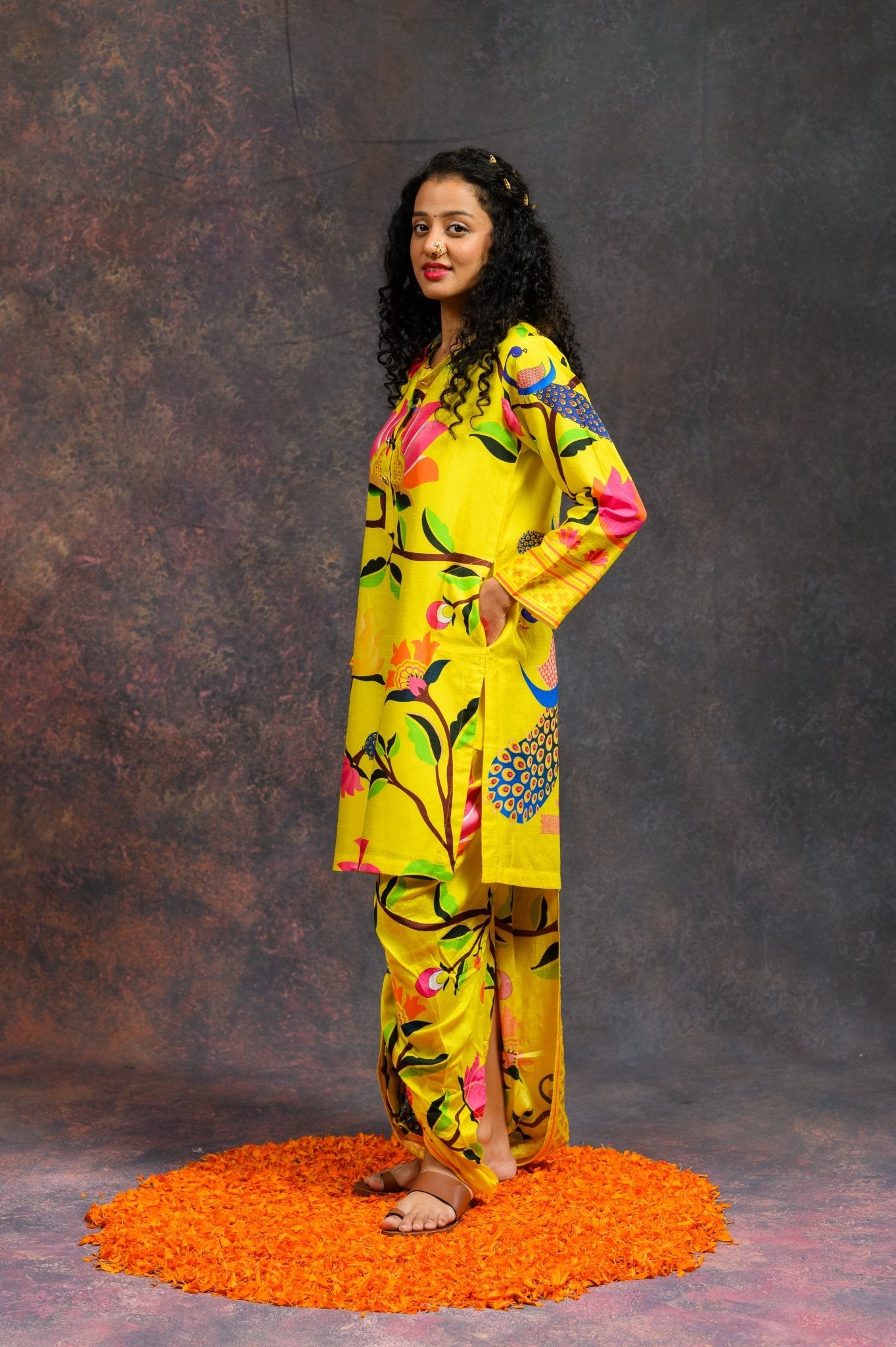 Kalamkari Yellow Kurta Set - CiceroniKurta SetsPrachi Kamat