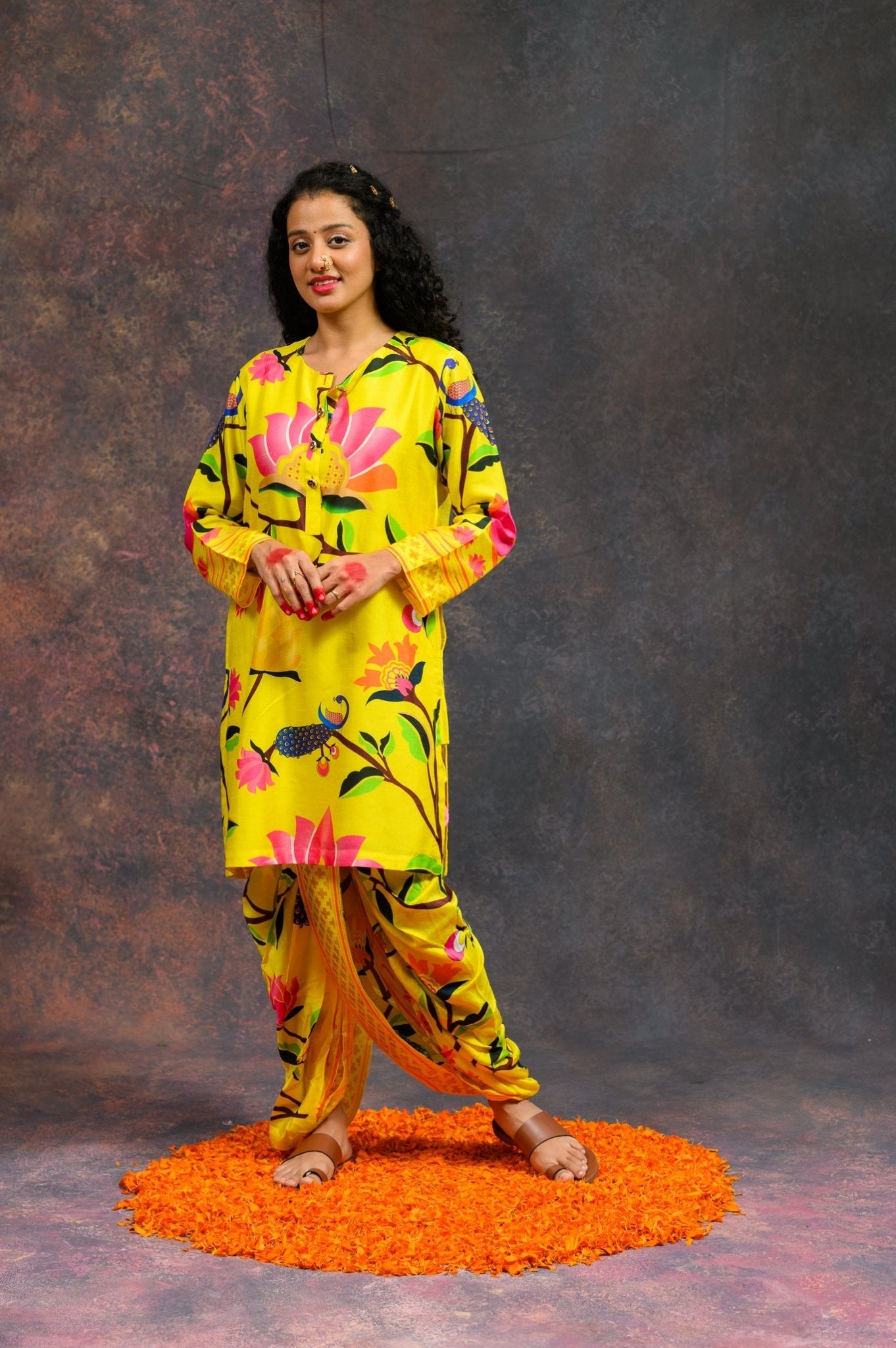 Kalamkari Yellow Kurta Set - CiceroniKurta SetsPrachi Kamat