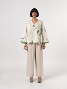 Kallie Natural Green Top - CiceroniTopsShades of India