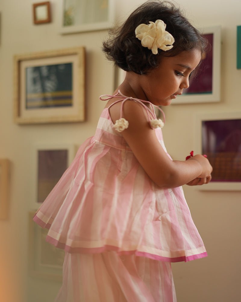 Kamal lehenga set in baby pink stripes - CiceroniKurta Set, Festive WearLove The World Today