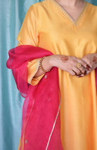 Kanak Chanderi Set with Hand - Embroidered A - Line Kurta and Wide - Legged Pyjama - CiceroniKurta Set, Festive wearHouse of Moxa