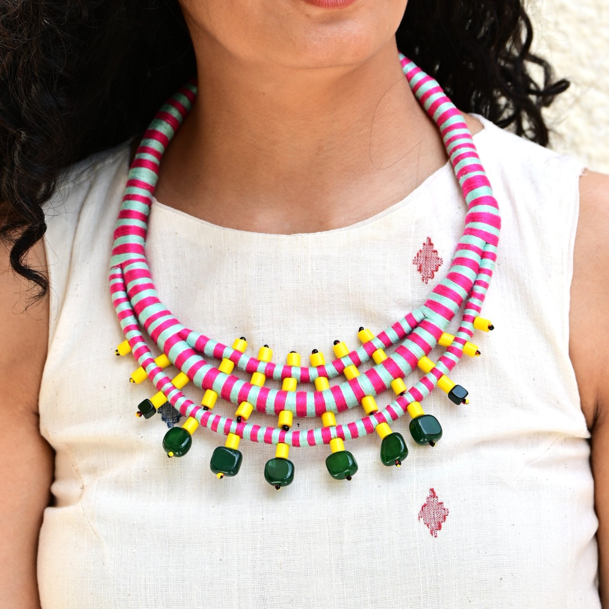 Kanak Leher Necklace - Pink - CiceroniNeckpieceBandish