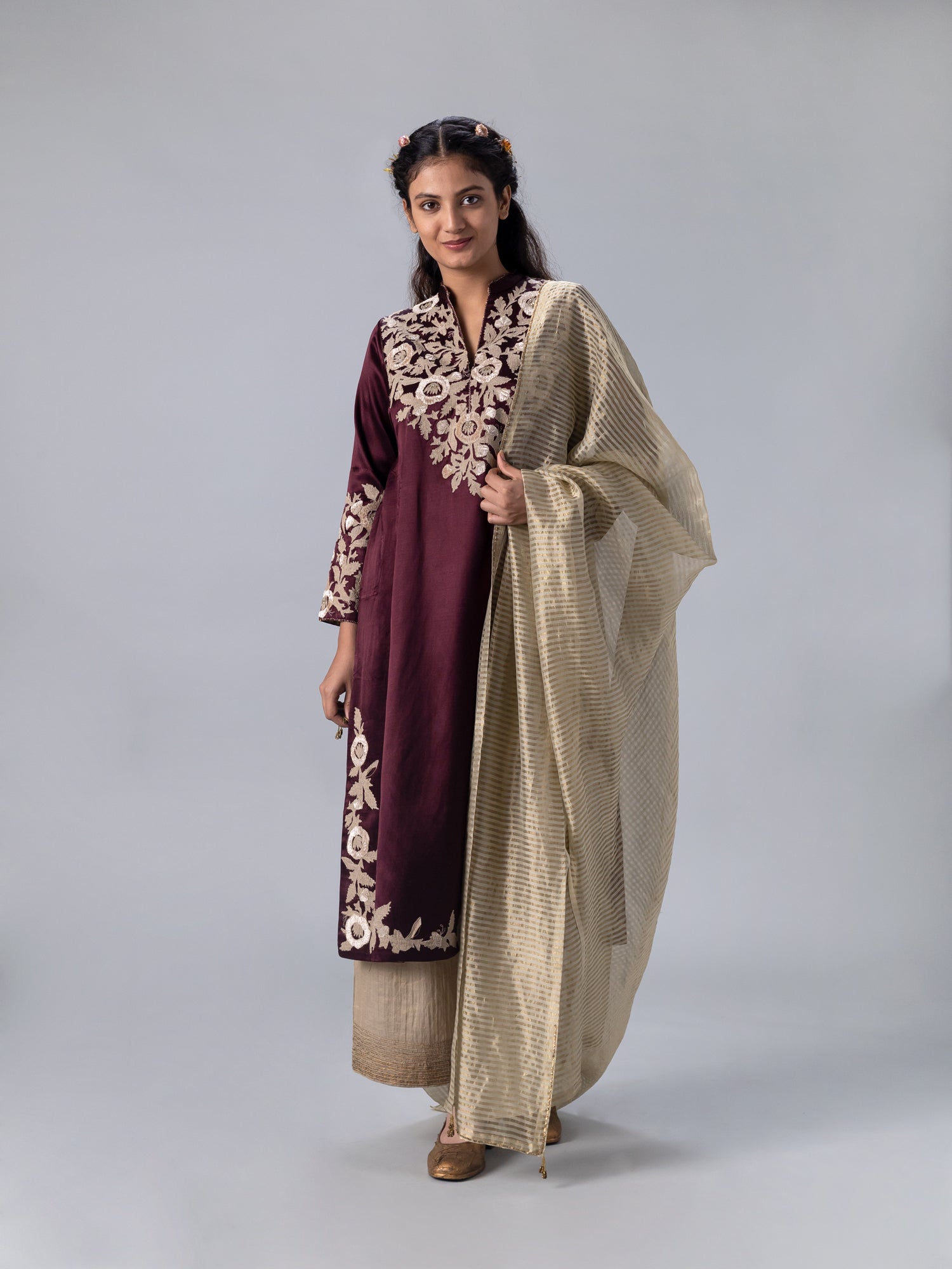 Kanchan Wine Kurta - CiceroniKurtaShades of India