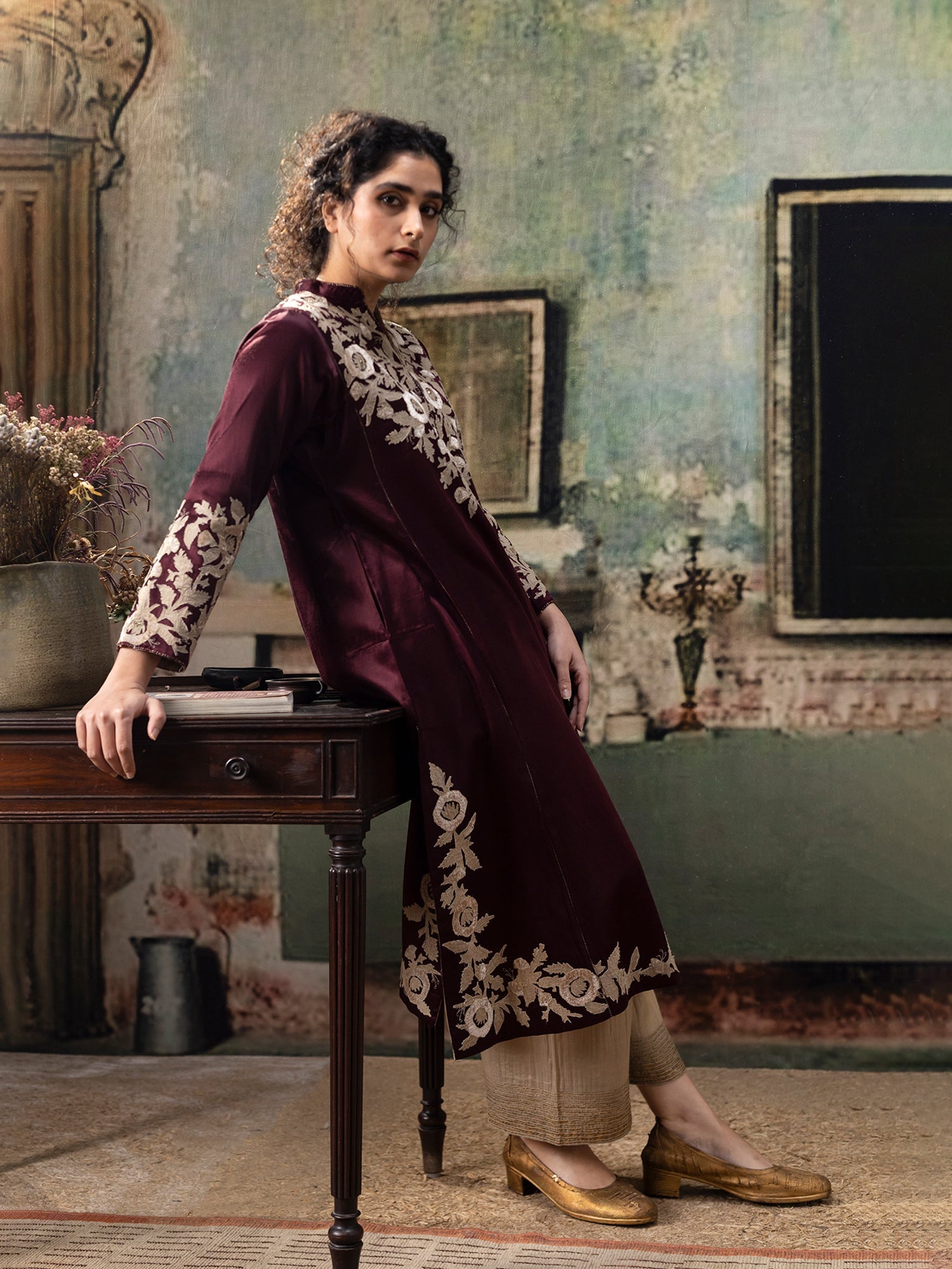 Kanchan Wine Kurta - CiceroniKurtaShades of India