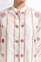Kantha Embroidered Chanderi Silk Kaftan Co - ord (Set of 3) - CiceroniKurta Set, Everyday WearHiranya