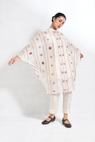 Kantha Embroidered Chanderi Silk Kaftan Co - ord (Set of 3) - CiceroniKurta Set, Everyday WearHiranya