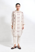 Kantha Embroidered Chanderi Silk Kaftan Co - ord (Set of 3) - CiceroniKurta Set, Everyday WearHiranya