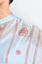 Kantha Embroidered Chanderi Silk Kaftan Set - CiceroniKurta Set, Festive WearHiranya