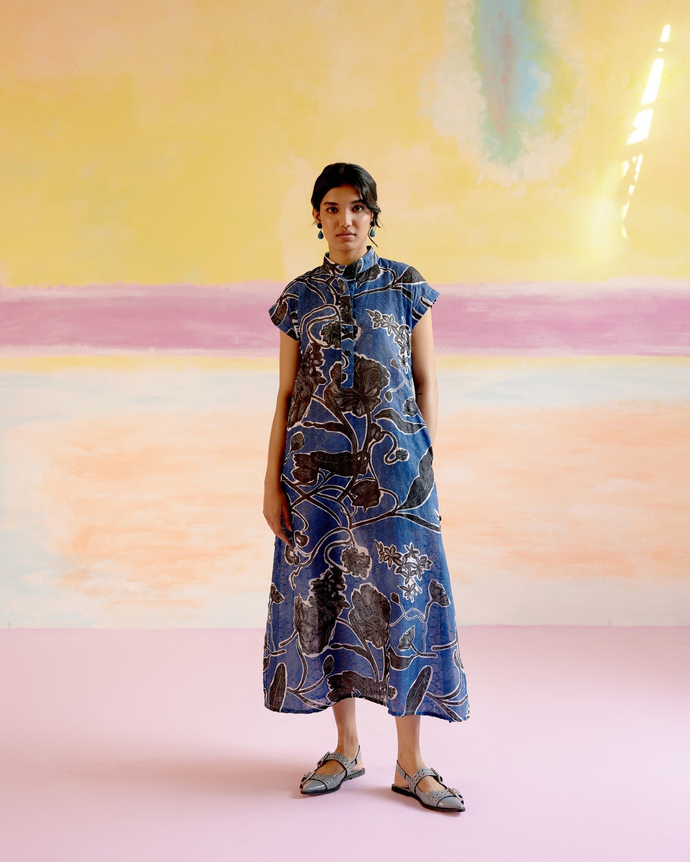 Kara Kaftan Dress - Blue Jardin - CiceroniDressesHappi Space