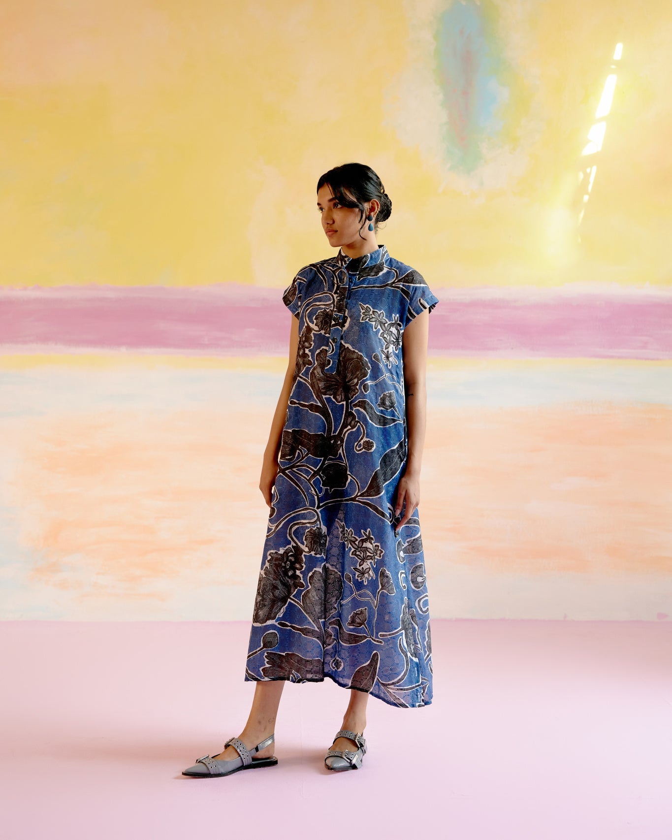 Kara Kaftan Dress - Blue Jardin - CiceroniDressesHappi Space