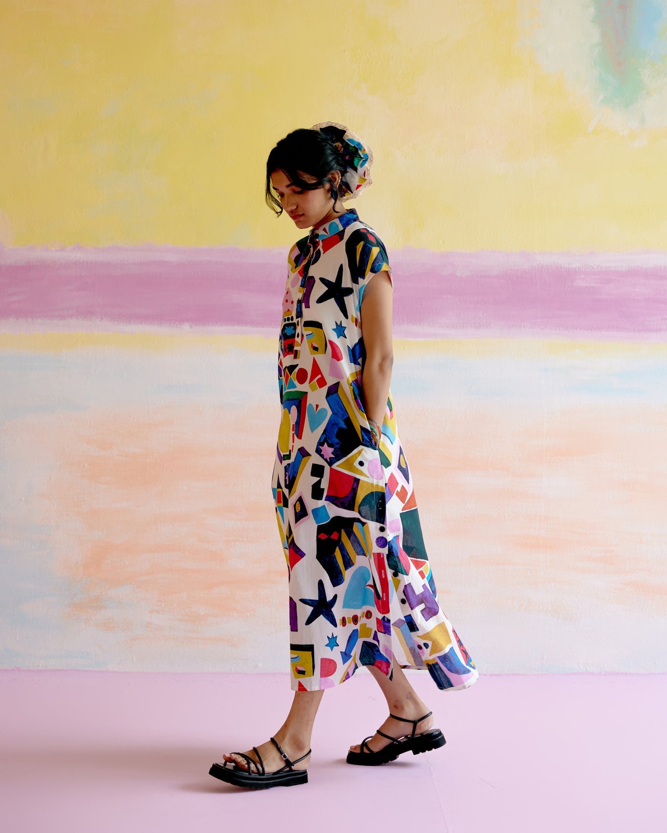 Kara Kaftan Dress in Arcade Print - CiceroniDressesHappi Space