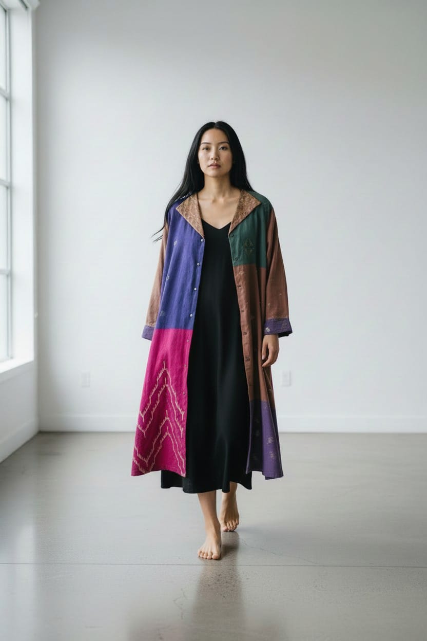 Karat Patch Shirt Dress – Red Magenta Jamdani - CiceroniDressesBhomra