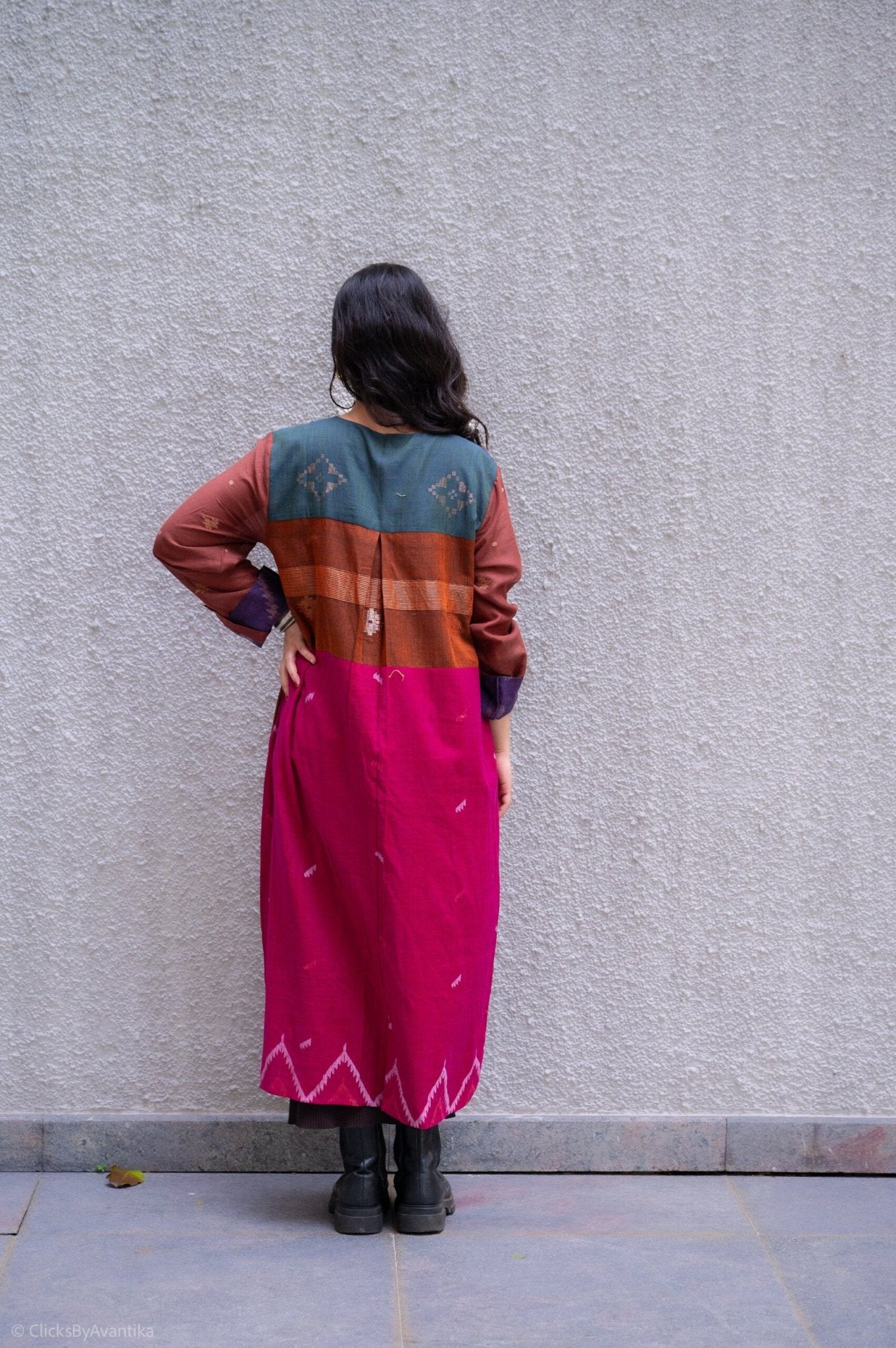 Karat Patch Shirt Dress – Rust Orange Jamdani - CiceroniDressesBhomra