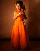 Kesar Girls Orange Lehenga Set - CiceroniLehenga SetLove The World Today