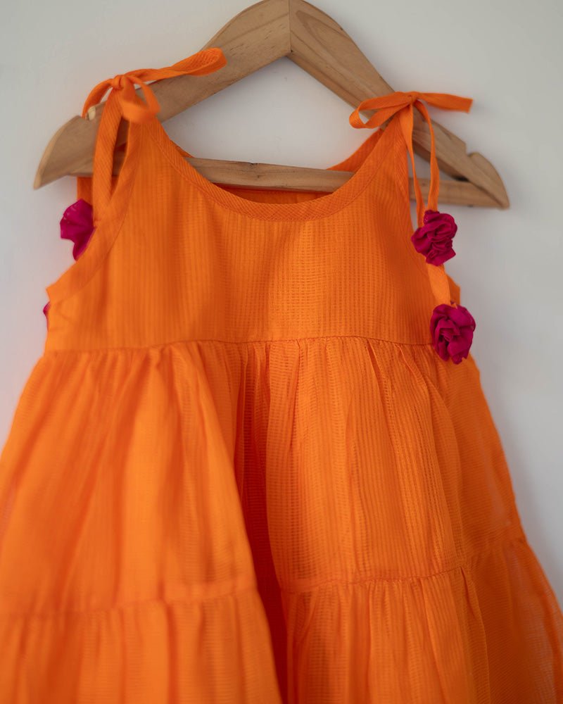 Kesar Orange Infant Tiered Festive Dress - CiceroniDressesLove The World Today