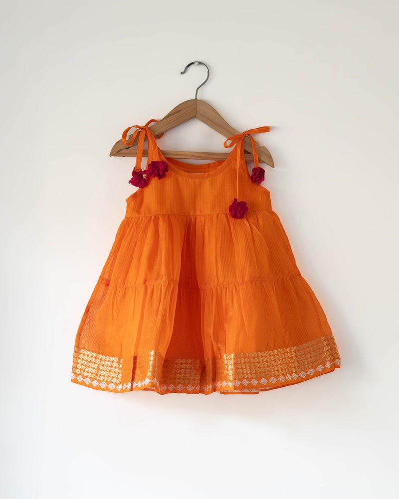 Kesar Orange Infant Tiered Festive Dress - CiceroniDressesLove The World Today