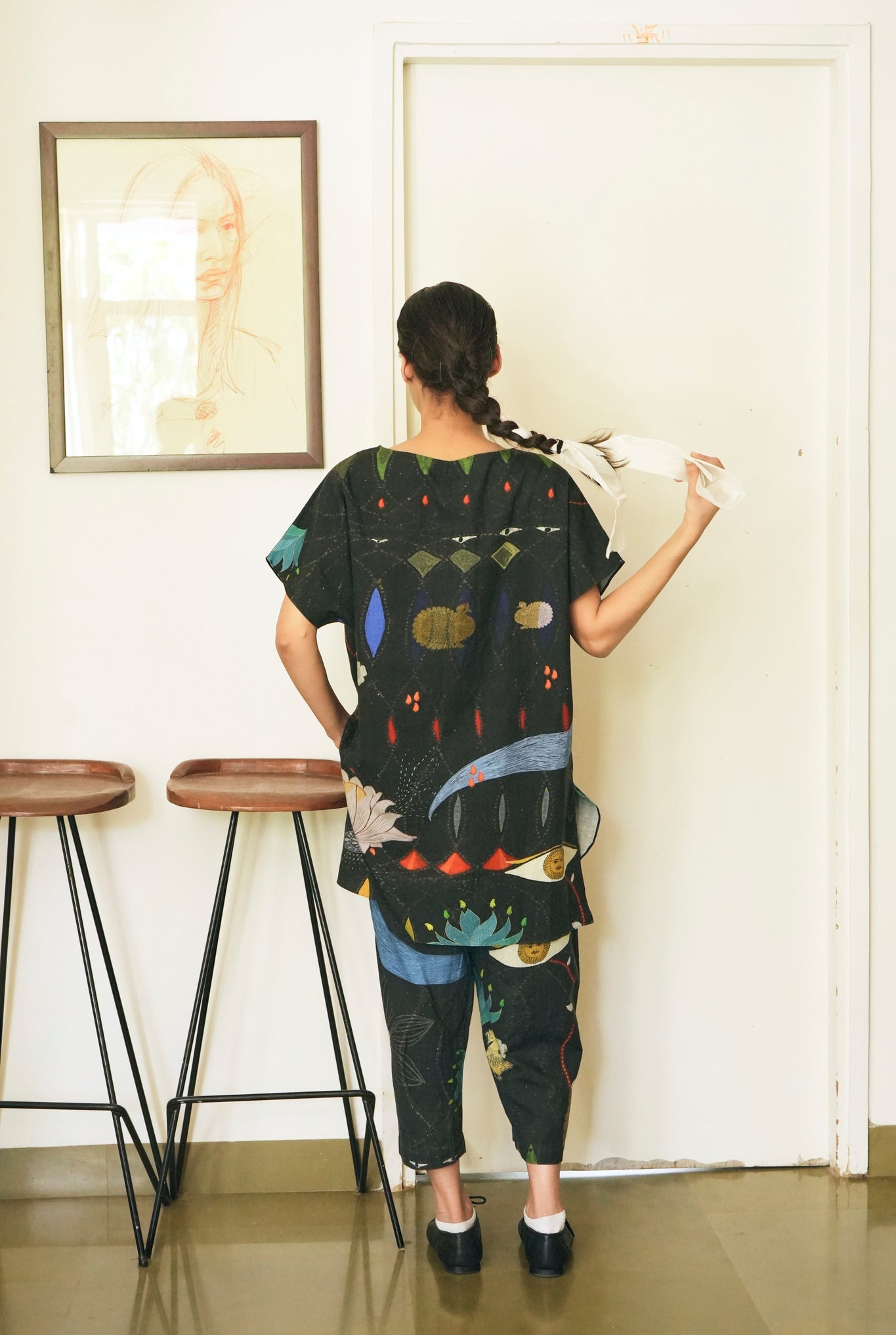 Khadi Cotton Garden Co - ord Set In Chetti Black Print - CiceroniCo - ord SetNIKYTA