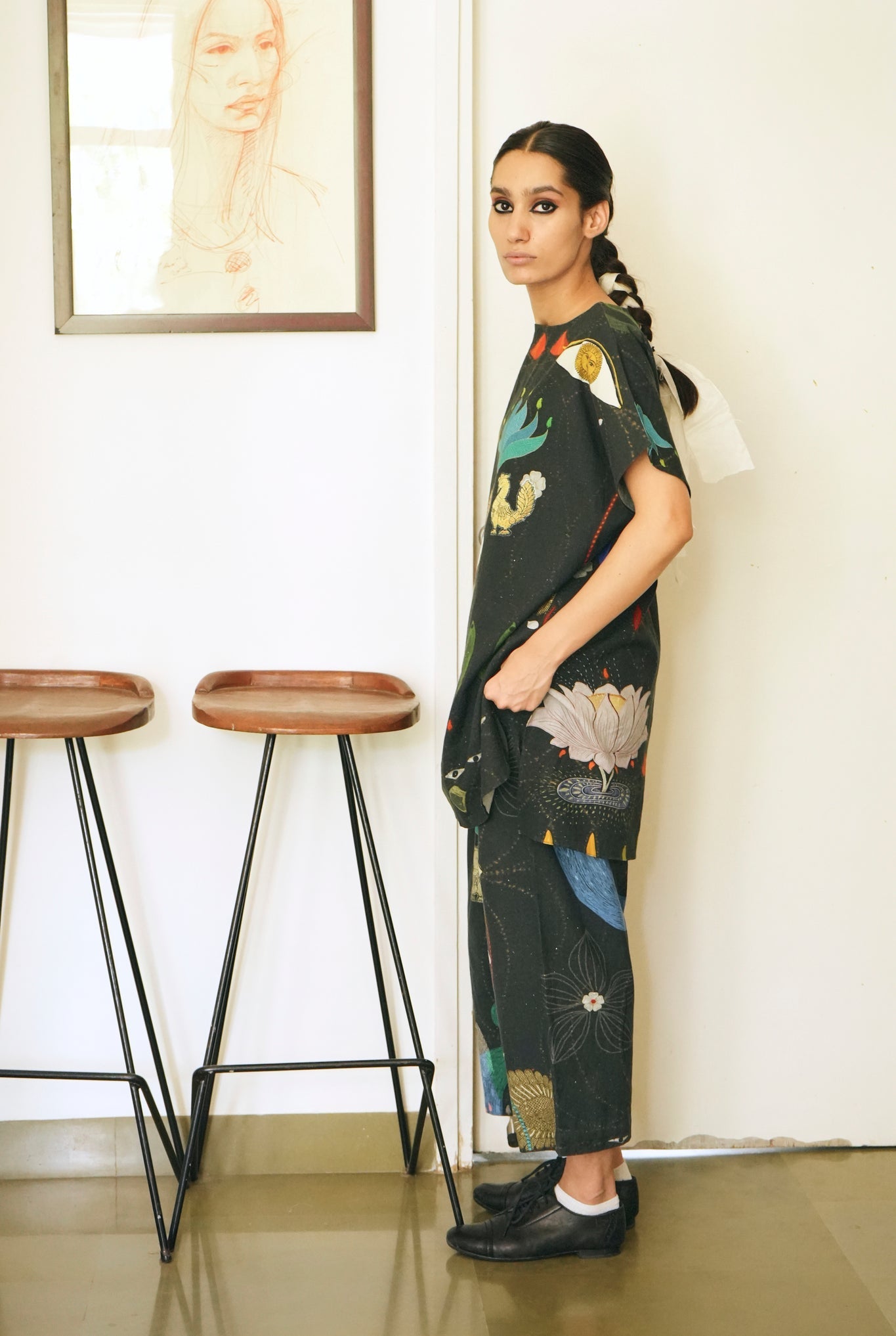 Khadi Cotton Garden Co - ord Set In Chetti Black Print - CiceroniCo - ord SetNIKYTA